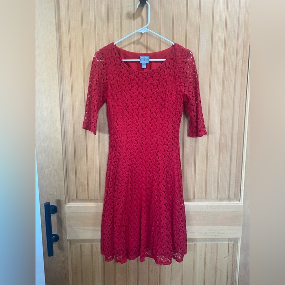 Rabbit Rabbit Rabbit Red Lace Fit & Flare Dress - Picture 2 of 7